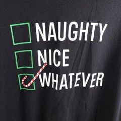 Holiday Time Shirt Mens 2XL Black Naughty Nice Whatever Christmas Tee Graphic