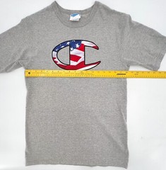 Champion Shirt Men Teens Medium Gray Short Sleeve Pull on Logo