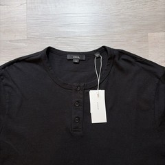 NWT VINCE SHORT SLEEVE HENLEY T SHIRT MENS SZ LARGE $125 USA BLACK 100% COTTON