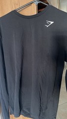 Gymshark Men’s Black Solid Logo Crew Neck Long Sleeve T-Shirt Size M