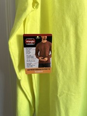 Wrangler Workwear Hi-Vis Neon Yellow Long Sleeve T-Shirt w Pocket Mens XL 46-48