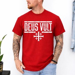Deus Vult Crusader Knight Medieval History Jerusalem Cross T-Shirt