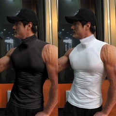 Men’s Sleeveless Turtleneck Tee Solid Tank T Shirt Thermal Pullover Top Slim Fit