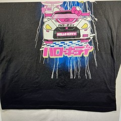 Sanrio Hello Kitty Tokyo Speed Racer Black T-Shirt Adult Unisex 2XL Colorful