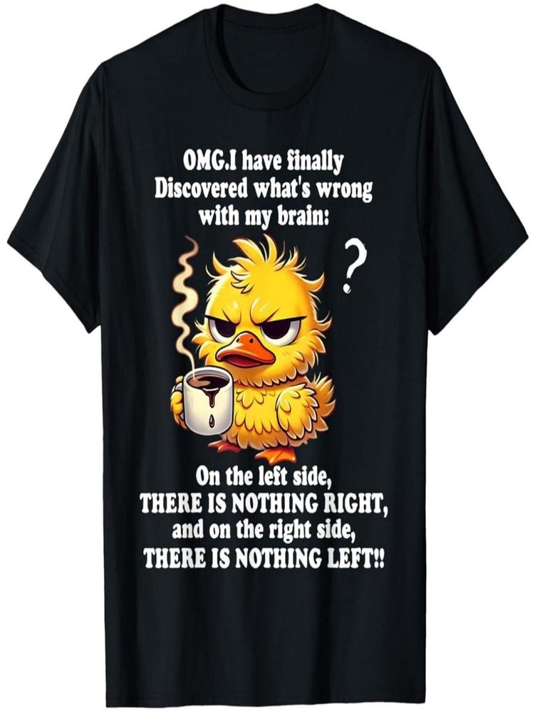 Funny Duck Coffee Brain T-Shirt | Sarcastic Duck Graphic Tee