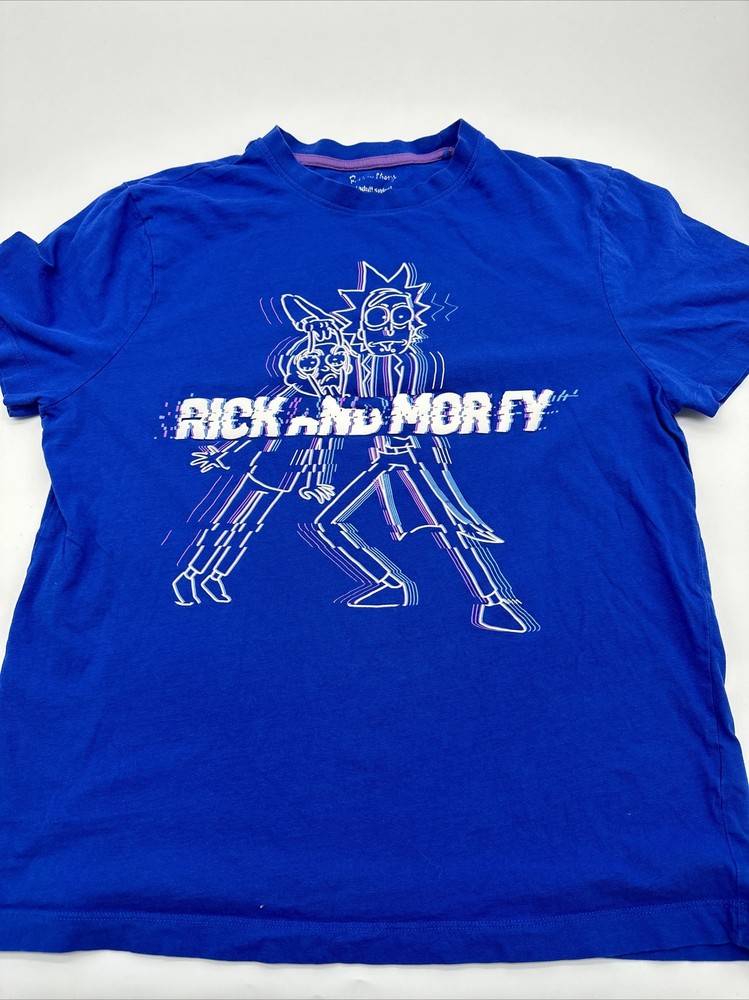 Rick And Morty T-Shirt Youth Boy X-Large Blue Graphic Print…#3877