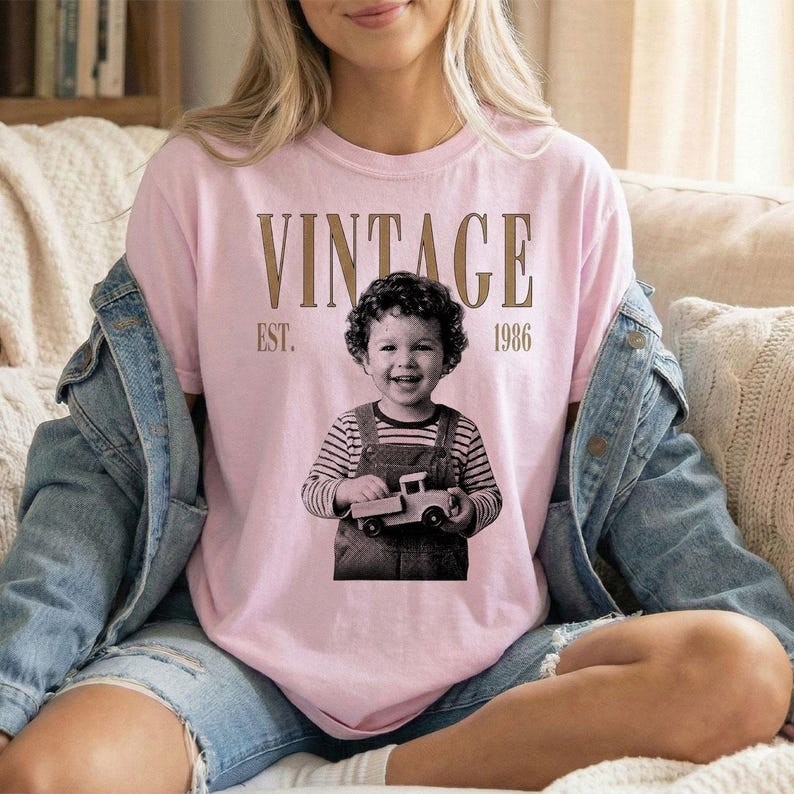 Personalized Vintage Photo Shirt Custom 40th Birthday Shirt with Picture S-4XL