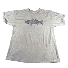 G.H. Bass & Co. Mens T Shirt Gray Fish Graphic Short Sleeve Crew Neck Tee 2X