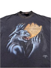 Size M 1991 Vintage 3D Emblem Harley Davidson T-Shirt Panther Motorcycle 90s USA