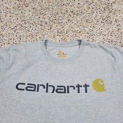 Carhartt Shirt Mens Medium Gray Graphic Tee Spell Out Work Wear Outdoors Adult *
