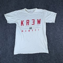 Krew T-Shirt Mens Small White Cotton All Rights Refused MCMXCI Graphic Crew Neck