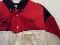 BobCat Concrete Fishing Y2K Speed 2 side button Down Shirt Vintage USA LRG JOHN