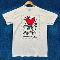 Keith Haring Heart Forever USA Art White T-Shirt Size Medium