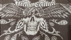 Xtreme Couture Mens Cotton Knit Skull Graphic Print Crew Neck Brown Tee XL