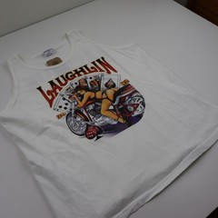 Vintage Laughlin Babe Pinup Sexy Tank Top Mens L White Biker Rally T Shirt Tee