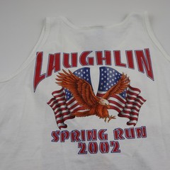 Vintage Laughlin Babe Pinup Sexy Tank Top Mens L White Biker Rally T Shirt Tee
