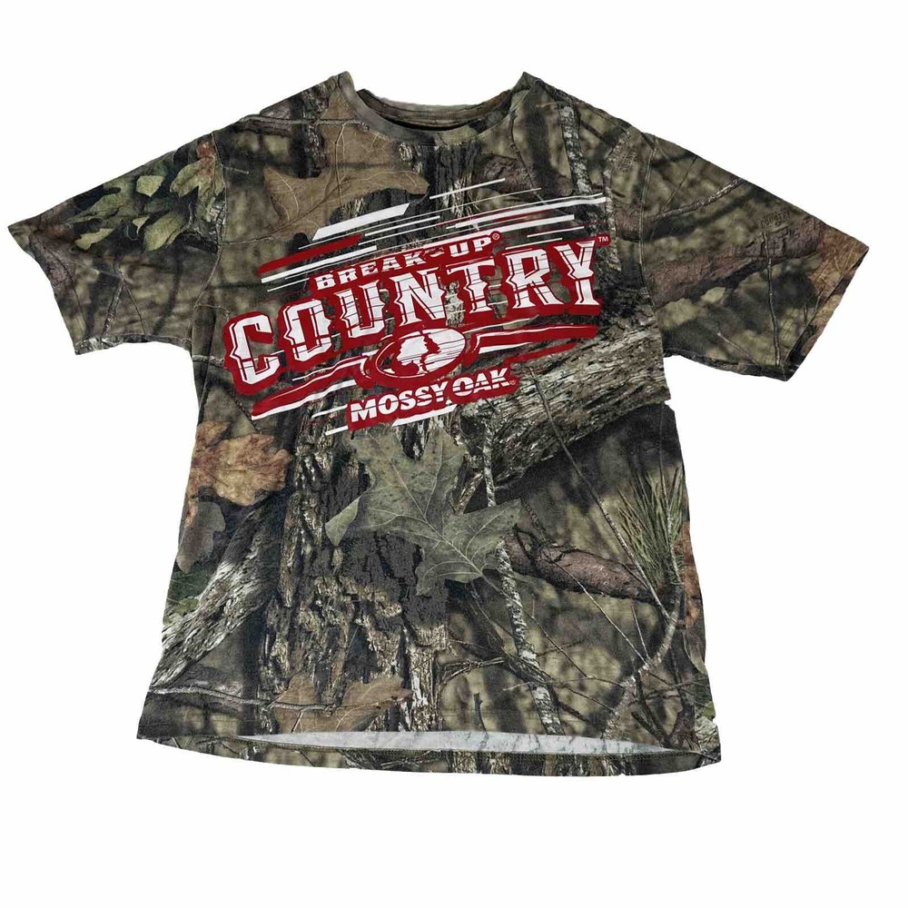 Y2K Mossy Oak Shirt Men’s M Camouflage Short Sleeve Break Up Country Hunting