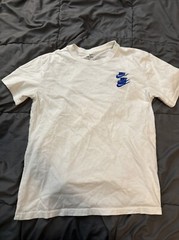 Nike World Tour Tee Shirt Embroidered Logo Double Sided White Size M 100% Cotton