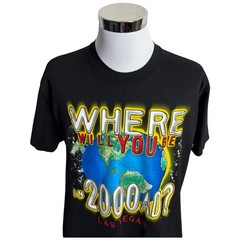 Vintage Where Will You Be in 2000 AD T-Shirt Men’s XL Black Las Vegas Made USA