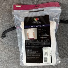 Fruit Of the Loom Undershirts T-Shirt 3-pk Big Man Crew Neck 2XB White NEW