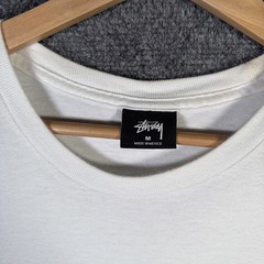 Vintage Stussy Shirt Mens Medium White Y2K Surf Skate Spellout Logo Cursive