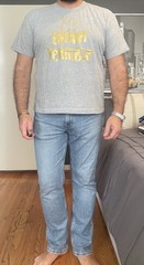 LAT Apparel Men’s Heather Gray Size L “Enfant Terrible” Cropped Crewneck T-Shirt