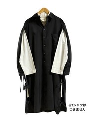 NOT CONVENTIONAL Slit Ribbon Shirt Black Free Size Unisex