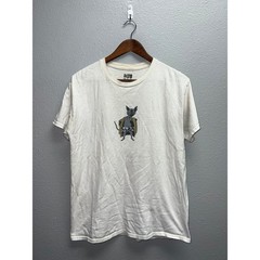 Alab Cat Shirt Hairless Sphynx Cat White Cartoon Kitten Animal Tee Medium