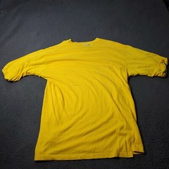 VINTAGE 90s Tommy Hilfiger T Shirt Mens L Large Short Sleeve Lined Yellow Pocket