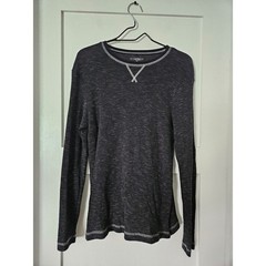 No Boundaries Men L Waffle Knit Thermal Shirt Contrast Stitch Y2K Grunge