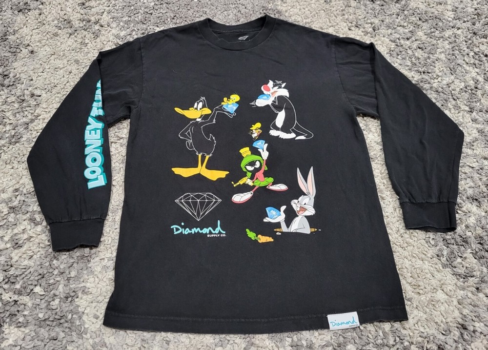 Diamond Supply Co. X Looney Tunes Bugs Bunny T-Shirt Men S/M Longsleeve Black
