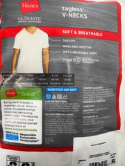 Hanes Ultimate Tagless V-Necks M Cotton Undershirts Longer Length Cool Comfort