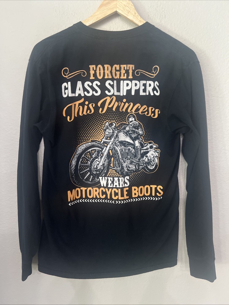 Sexy Woman Motorcycle BLACK Shirt Biker American Legend Route 66 L/sleeve MEDIUM