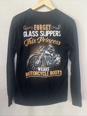 Sexy Woman Motorcycle BLACK Shirt Biker American Legend Route 66 L/sleeve MEDIUM