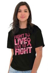 Fight to Live Live to Fight Breast Cancer Womens Graphic Crewneck T Shirt Tee