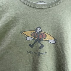 Life is Good Men’s Green Stick Figure Graphic Crew Neck Cotton T-Shirt