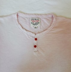 Lucky Brand California Henley Shirt Mens L White Pink Dyed Lightweight Cotton