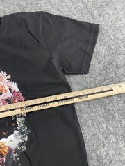 Off Prize Shirt Mens Large Skull Print Floral Tee Black Slim Fit Cotton N101