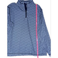 ROWM Mens Blue Pattern Lightweight Quarter 1/4 Zip Long Sleeve Pullover Shirt XL