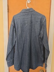 Carhartt S211 DMB Snap- Button Front Denim Jean Work Shirt Large