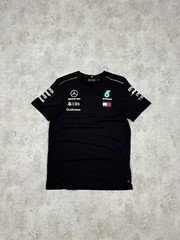 Mercedes AMG Petronas F1 Black Short Sleeve Big Logo T-Shirt Size S