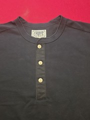 BRONSON MFG Henley T Shirt Men’s Large Black Long Sleeve Heavyweight Casual EUC