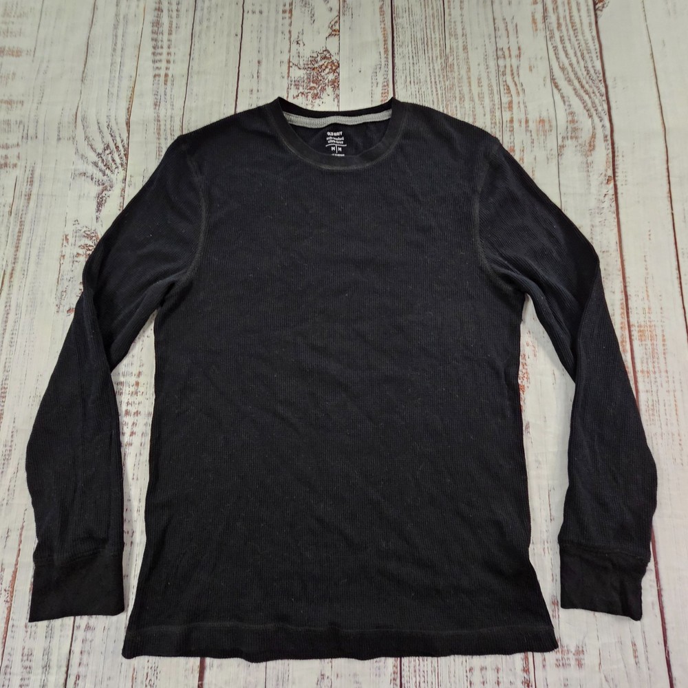 Old Navy Soft-Washed Black Long Sleeve Tri-Blend Thermal T-Shirt Men’s M