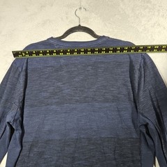 Calvin Klein Zipper Pocket Long Slv Shirt Dark Blue Black Marled Striped Sz L