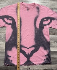 Lion Tiger Big Cat Face Animal Print Shirt Adult Size Large Pink Short Sleeve