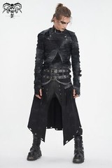 Devil Fashion Men Gothic Distressed Asymmetric Hooded Slim Long Sleeve T-Shirt