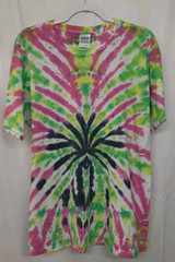New Tie Dye Men’s T-Shirt Yellow Pink Adult Large Multicolor Summer Spider