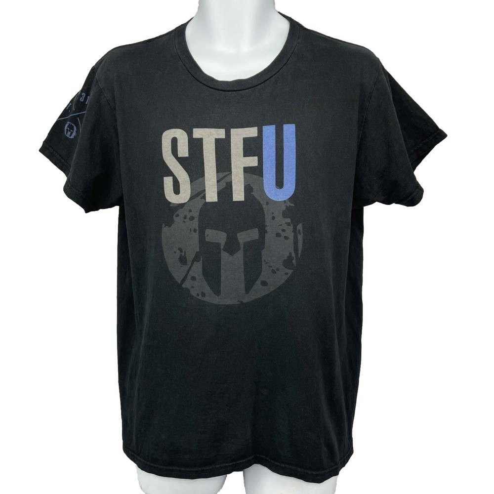Spartan Gear STFU T Shirt / Men’s (M) Black Cotton MADE IN USA Patriotic