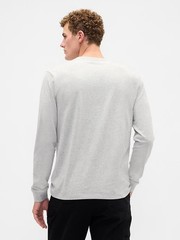 Gap Everyday Soft Long Sleeve Shirt Mens Medium Gray Crew Cotton Solid $30 MSRP