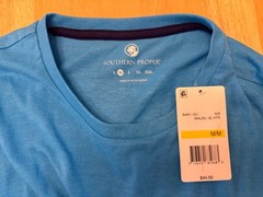 NWT Southern Proper Mens Malibu Blue Lightweight Tee with Boating Scene, M